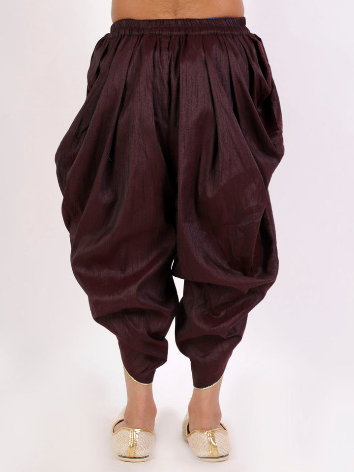 VASTRAMAY Boys' Burgundy Silk Blend Dhoti