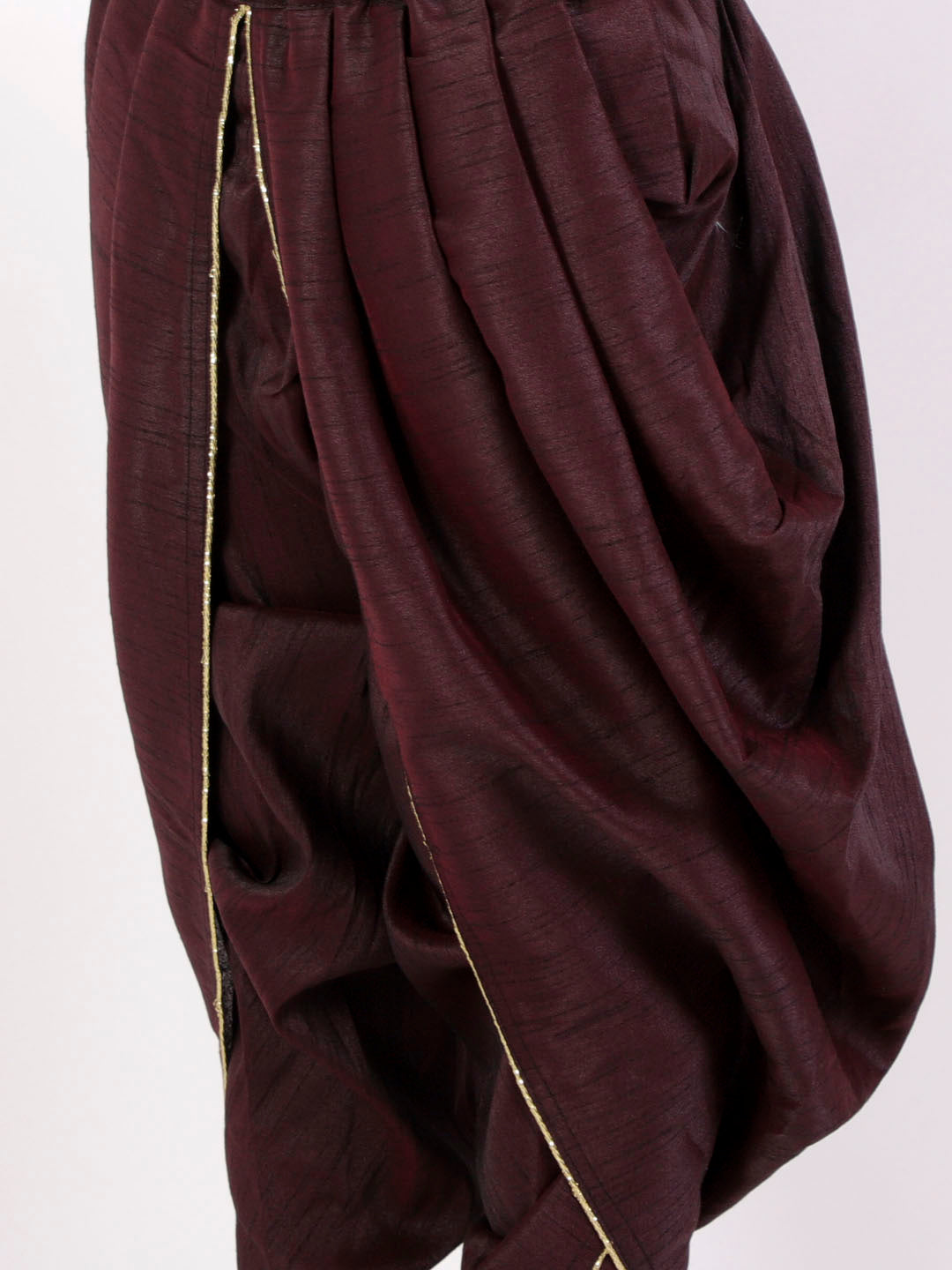 VASTRAMAY Boys' Burgundy Silk Blend Dhoti