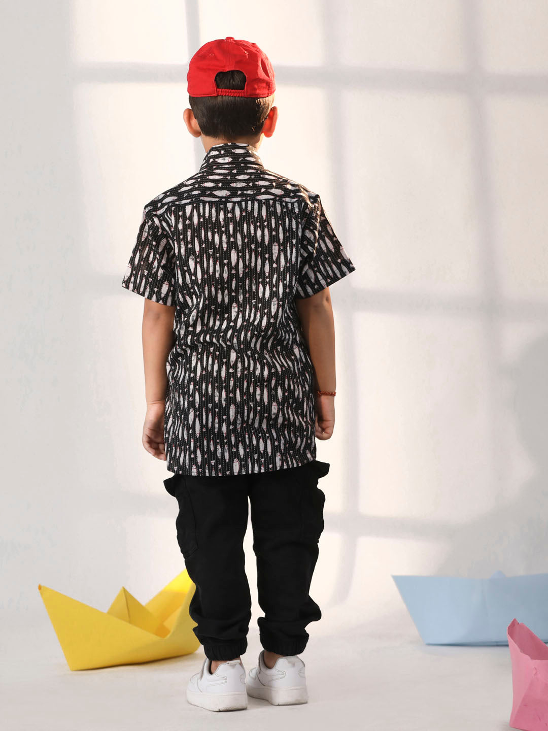 VASTRAMAY Boys' Black Ethnic Shirt