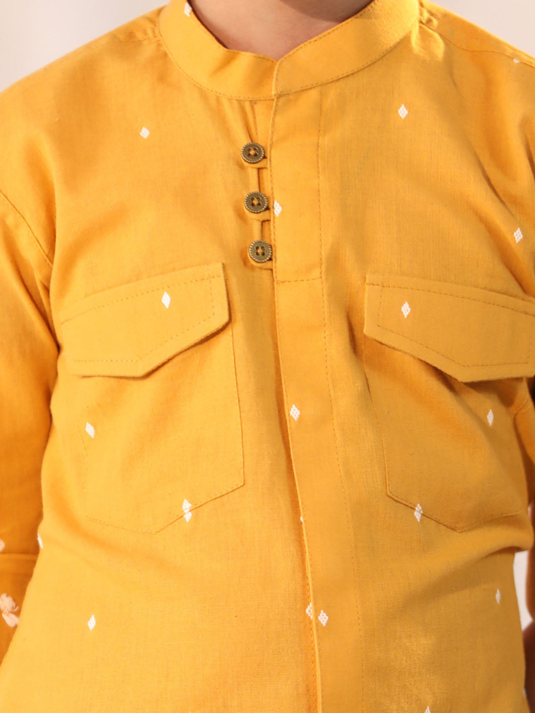 VASTRAMAY Boys' Mustard Ethnic Shirt