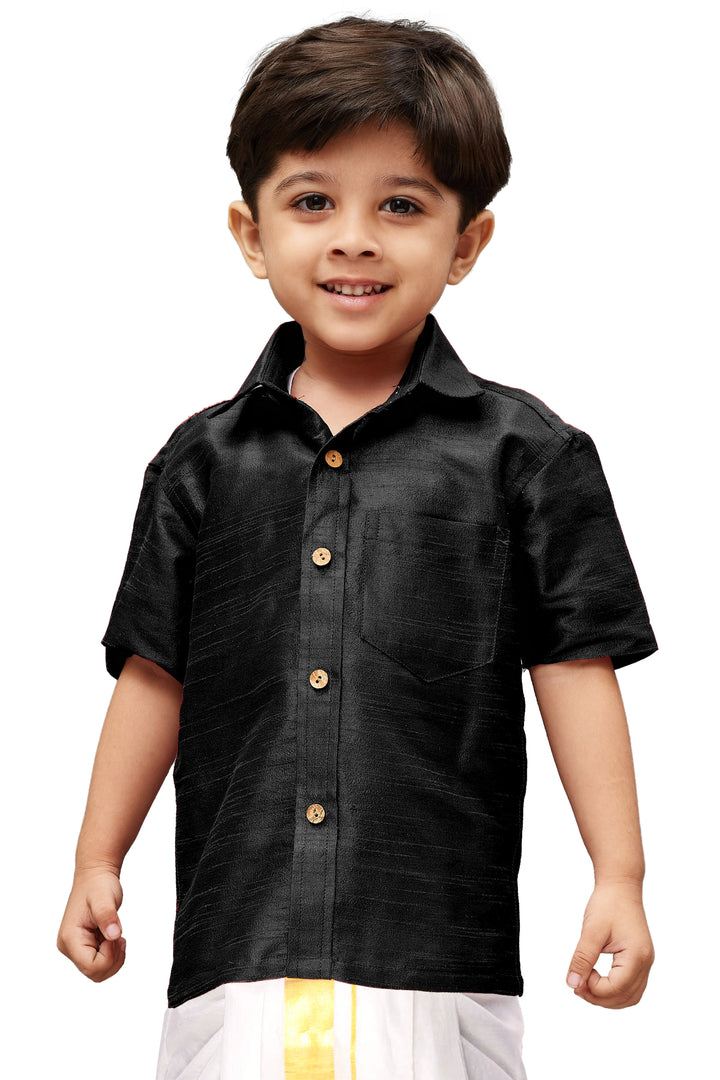 Vastramay Black color Silk Blend Baap Beta Shirt set