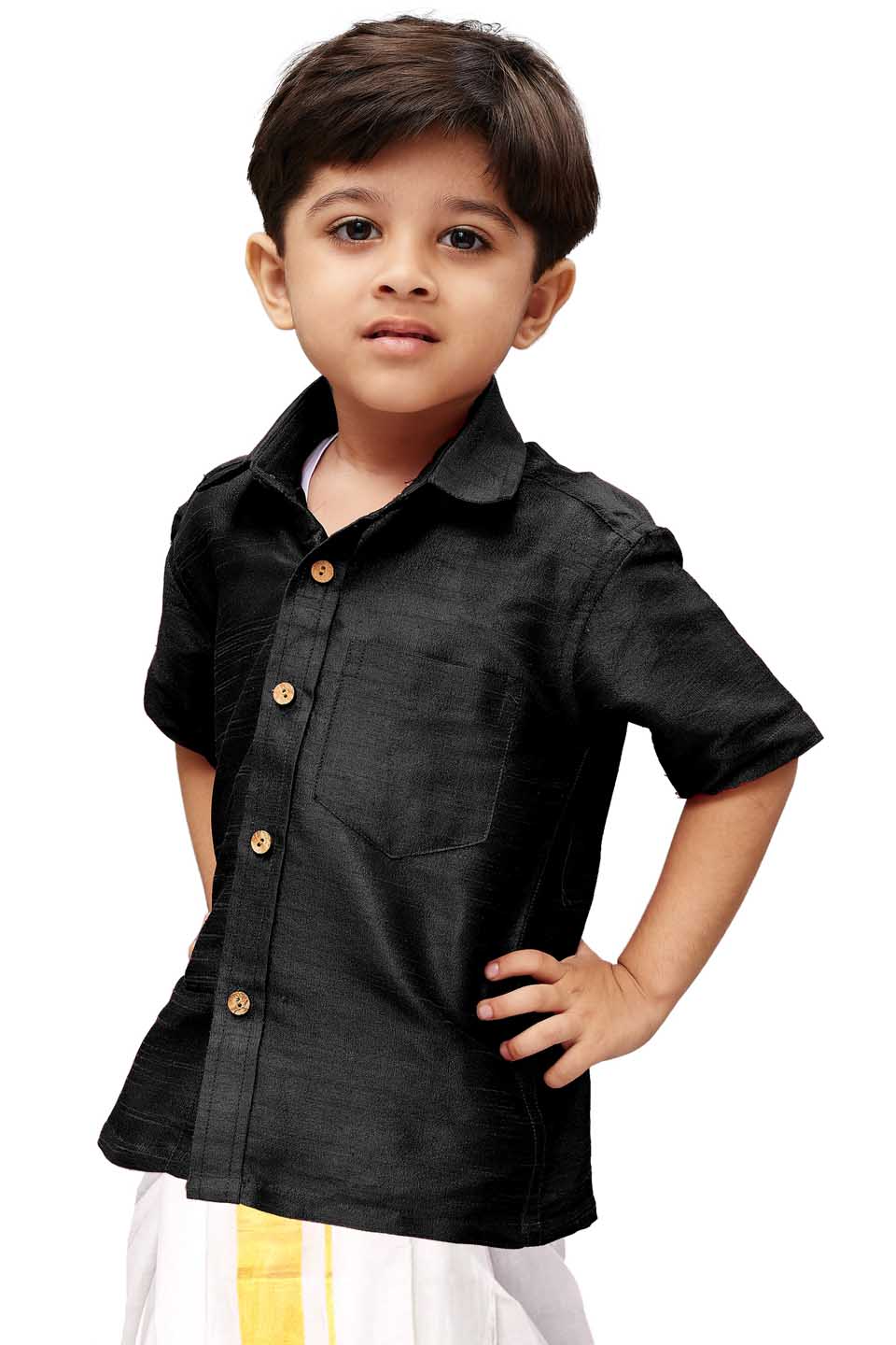 Vastramay Boys Black Opaque Ethnic Shirt