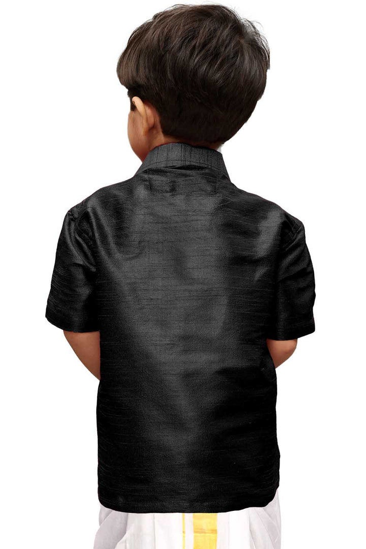 Vastramay Boys Black Opaque Ethnic Shirt