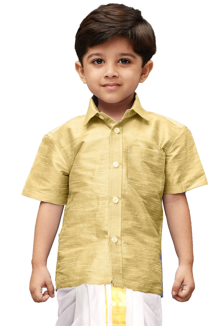 VASTRAMAY Boys  Gold Opaque Ethnic Shirt