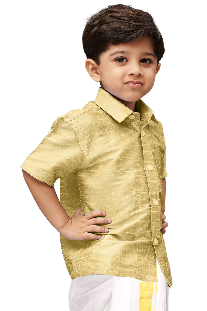 VASTRAMAY Boys  Gold Opaque Ethnic Shirt