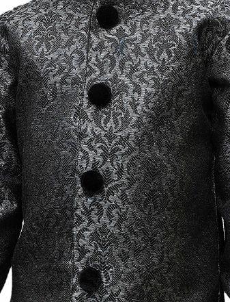 VASTRAMAY Boys' Grey Silk Blend Sherwani