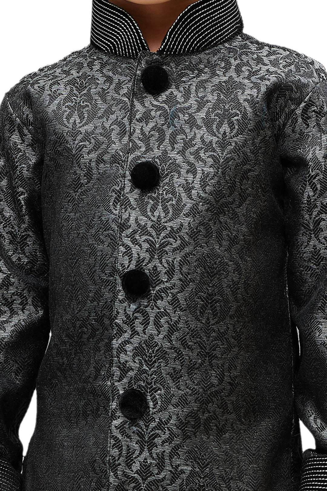 Vastramay Silk Blend Grey Baap Beta Sherwani Set