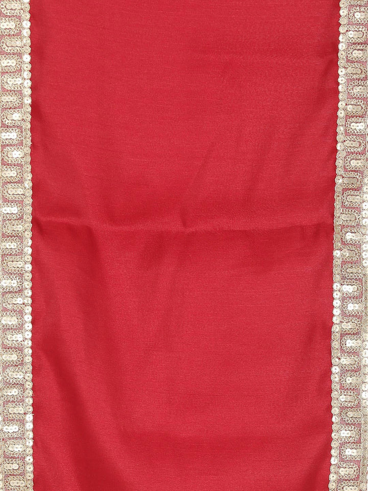 VASTRAMAY Boys Beige & Cream Woven Design Sherwani Set With Maroon Dupatta