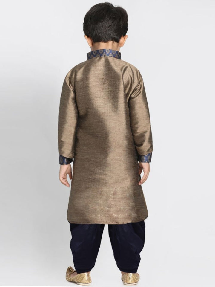 VASTRAMAY Boys' Bronze Cotton Silk Blend Kurta and Dhoti Pant Set