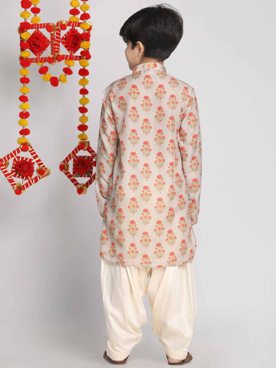 Vastramay Multicolor-Base-Beige And Cream Baap Beta Kurta And Patiala Set