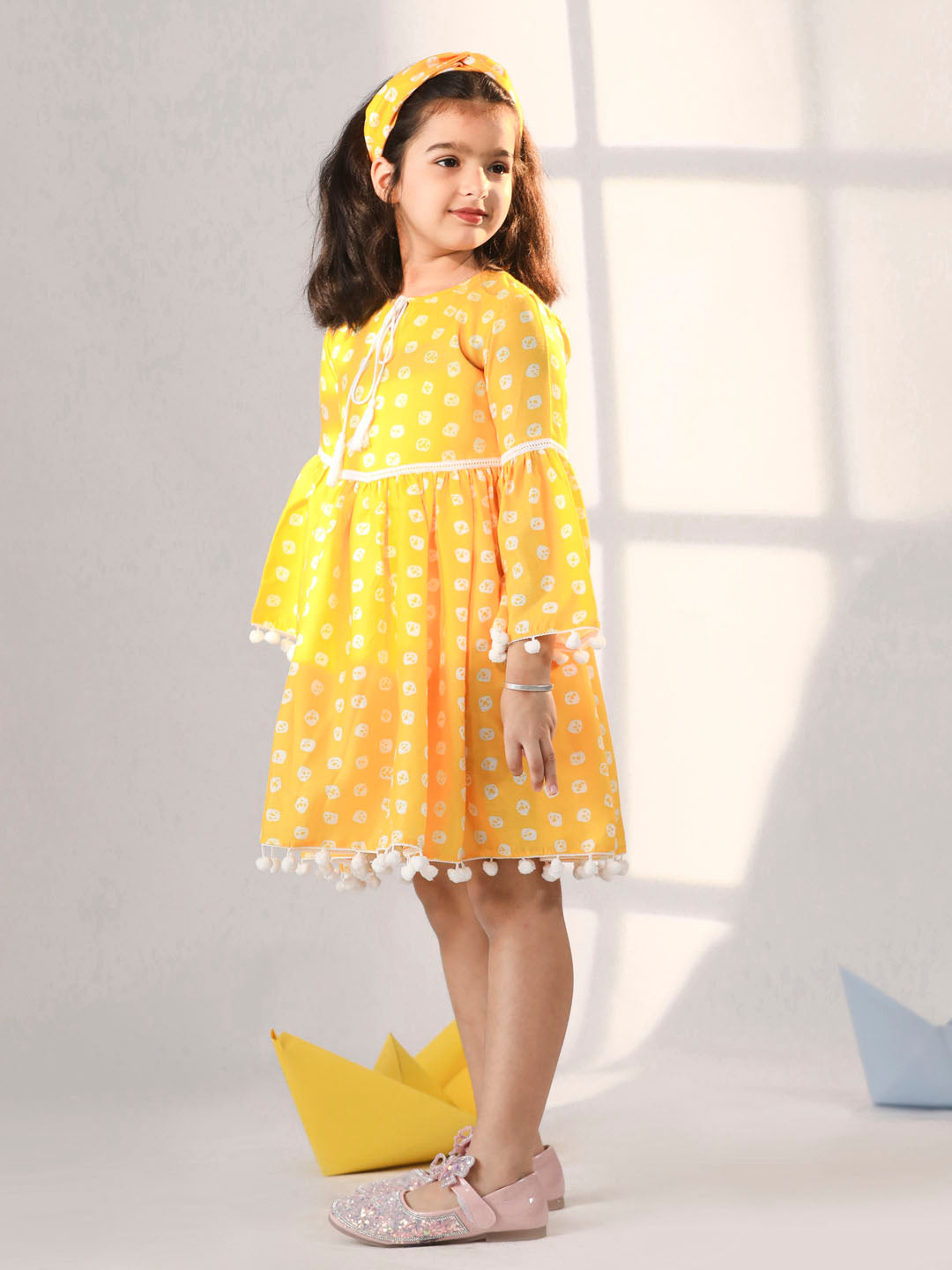 VASTRAMAY Girls' Yellow Dress