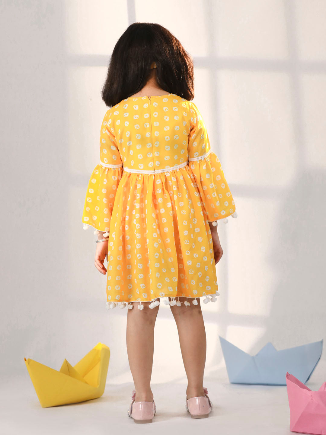 VASTRAMAY Girls' Yellow Dress