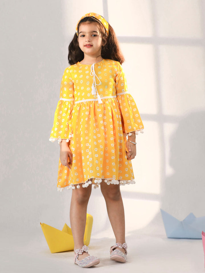 VASTRAMAY Girls' Yellow Dress