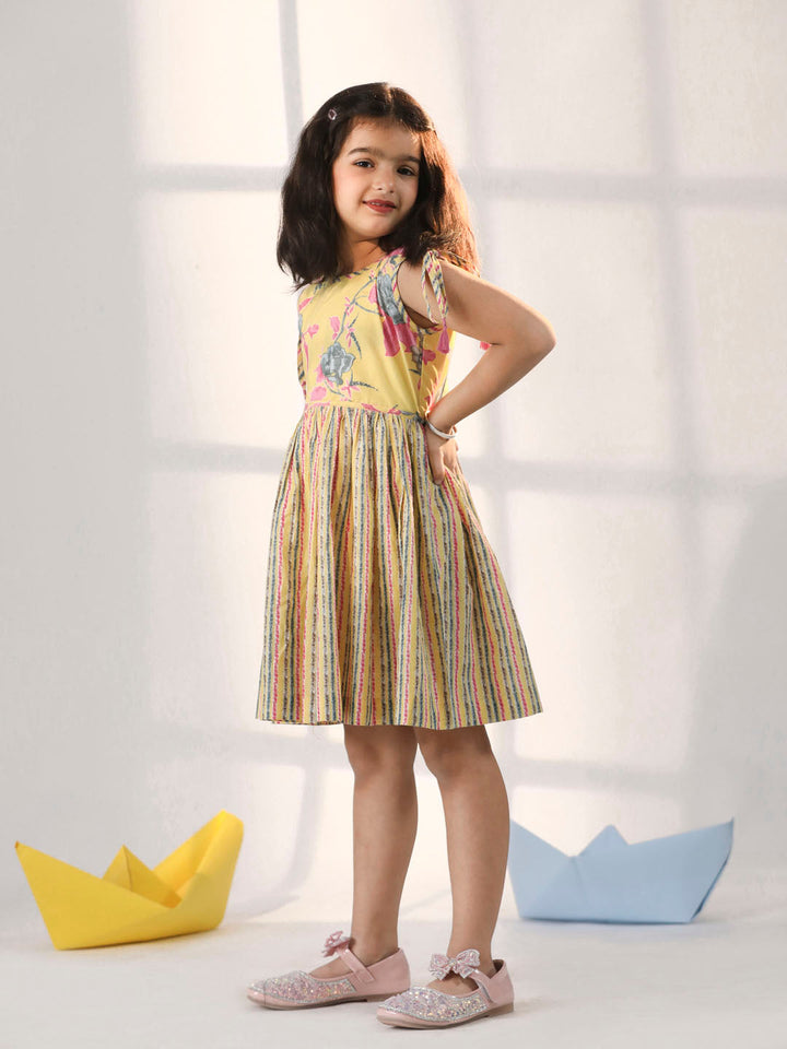 VASTRAMAY Girls' Yellow Dress