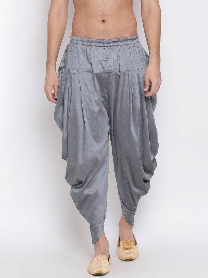 VASTRAMAY Men's Grey Solid Dhoti Pant