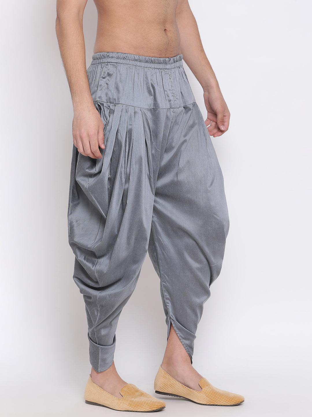 VASTRAMAY Men's Grey Solid Dhoti Pant