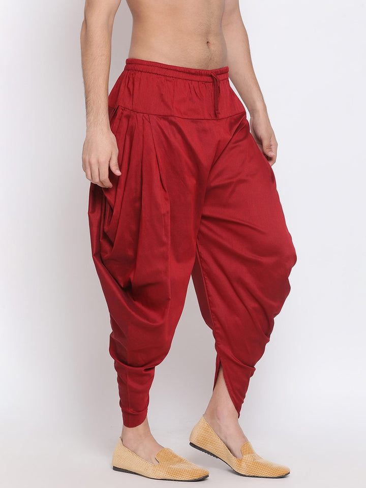 VASTRAMAY Men's Maroon  Solid Dhoti Pant