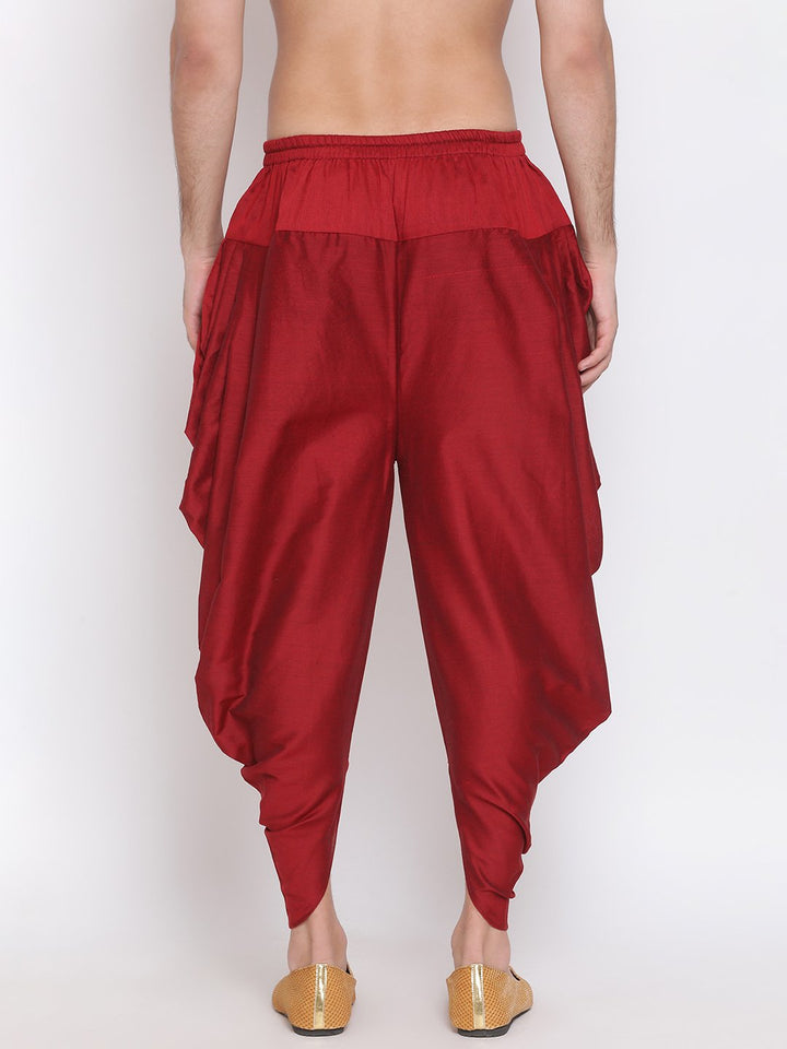 VASTRAMAY Men's Maroon  Solid Dhoti Pant