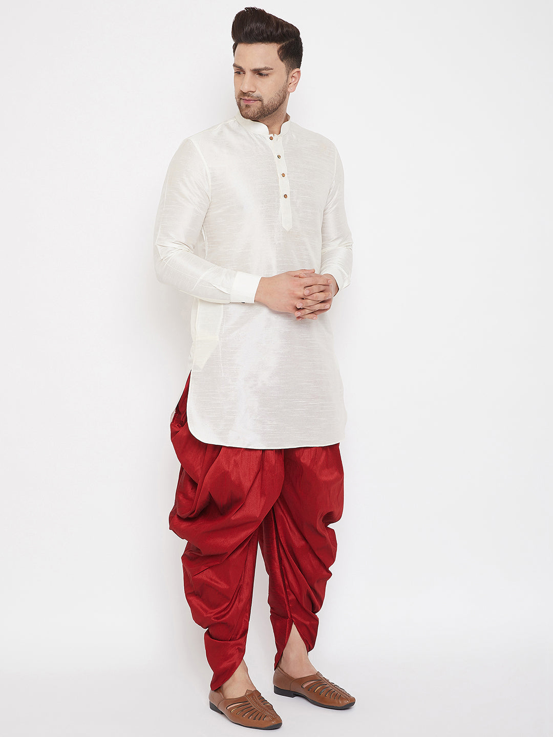 VM BY Vastramay Men's Maroon Dhoti Pants