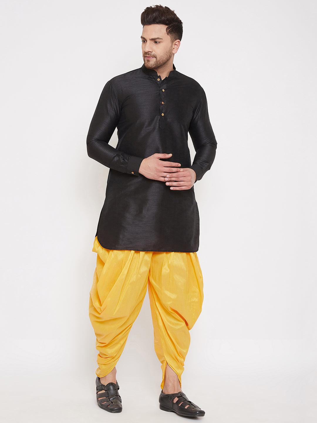 VM BY Vastramay Men's Yellow Dhoti Pants