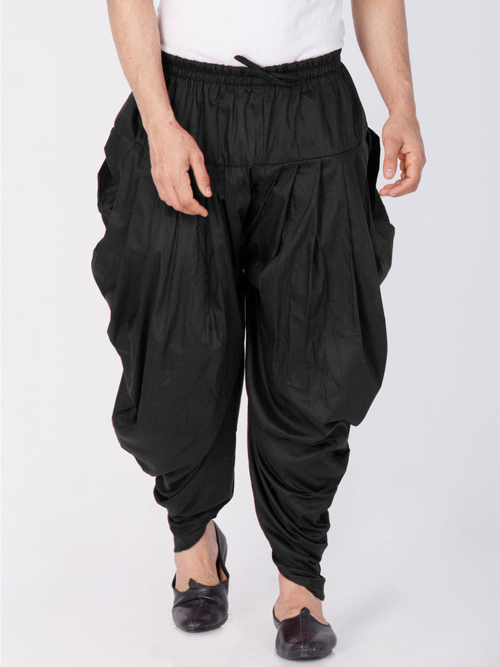 VASTRAMAY Men's Black Cotton Silk Blend Dhoti