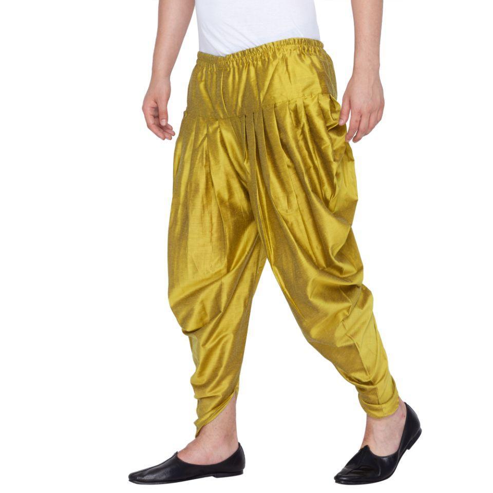 VASTRAMAY Men's Green Cotton Silk Blend Dhoti