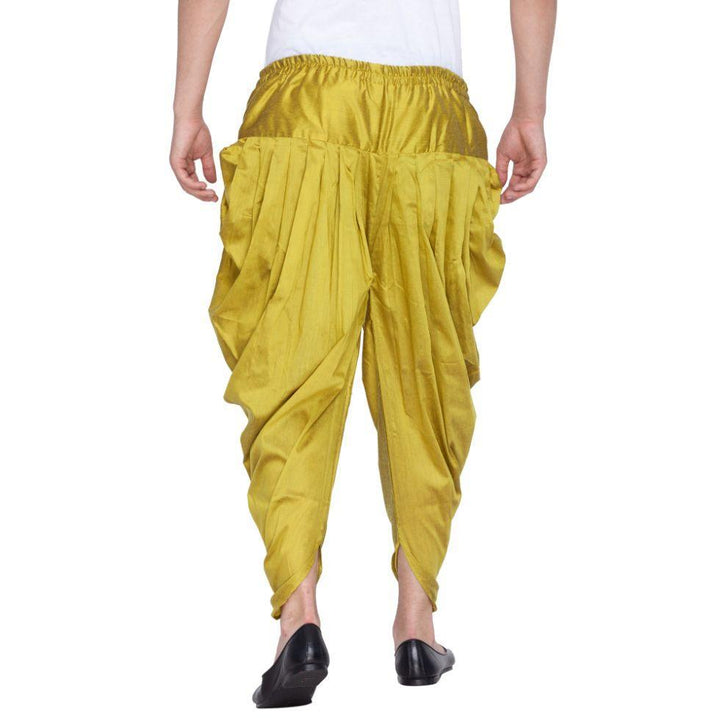 VASTRAMAY Men's Green Cotton Silk Blend Dhoti