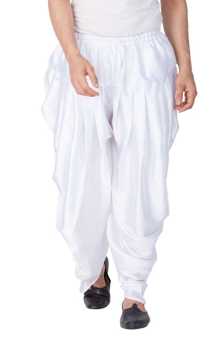 VASTRAMAY Men's White Satin Dhoti