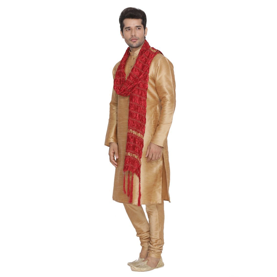 VASTRAMAY Men's Maroon Viscose Dupatta