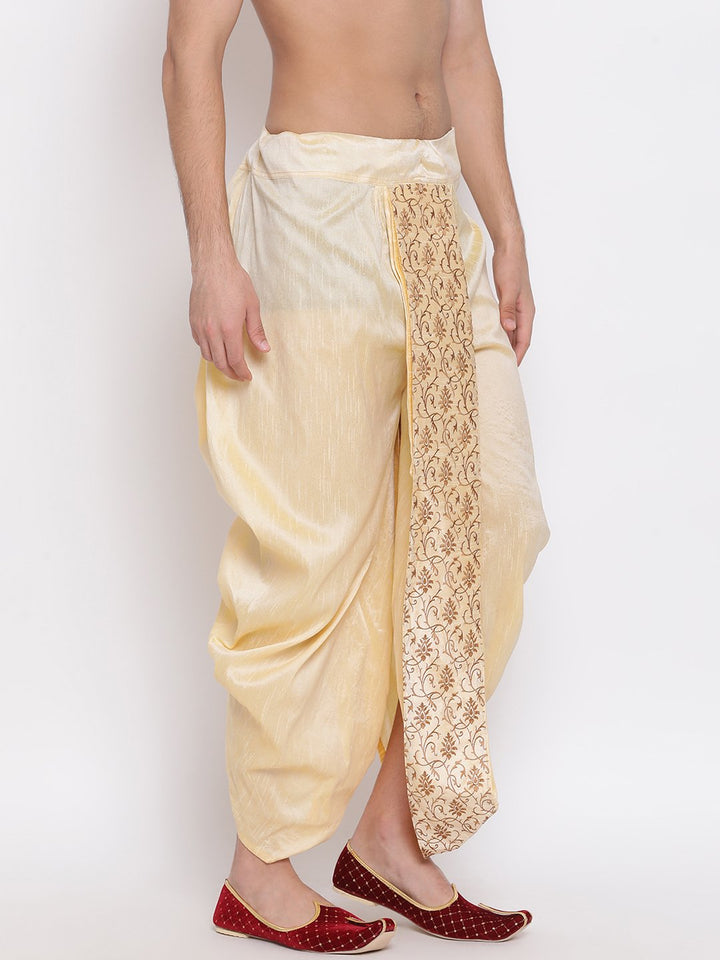 VM By VASTRAMAY Men's Gold Embroidered Dhoti Pant