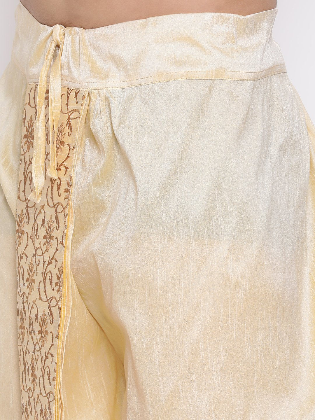 VM By VASTRAMAY Men's Gold Embroidered Dhoti Pant