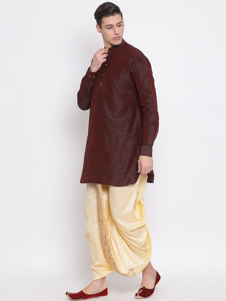 VM By VASTRAMAY Men's Gold Embroidered Dhoti Pant