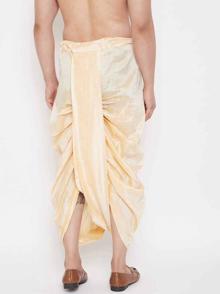 VM By Vastramay Men's Gold Embroidred Dhoti