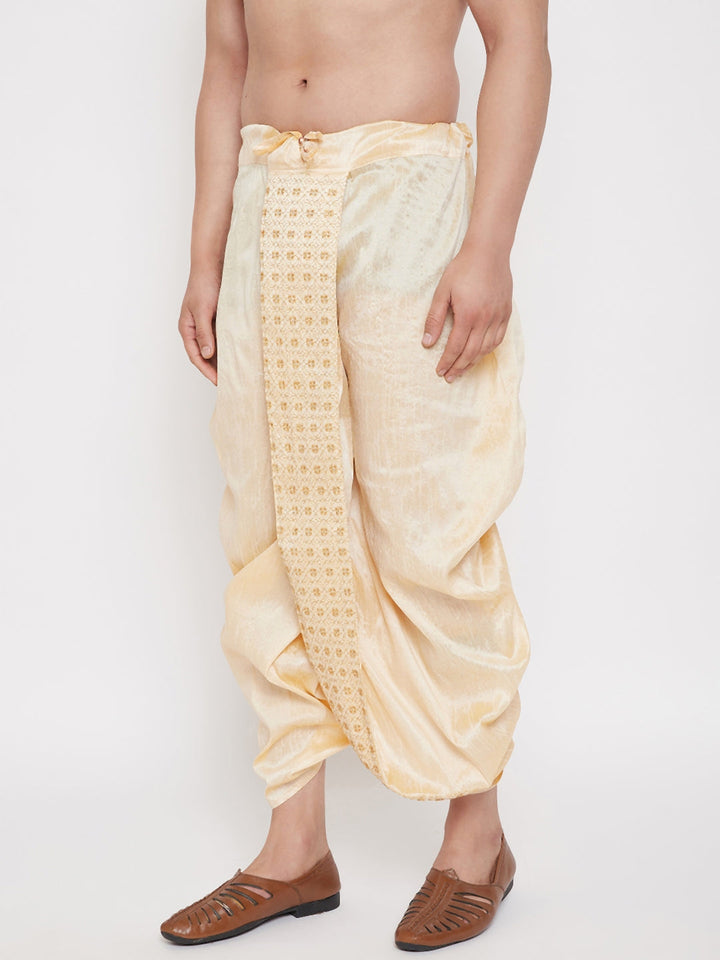 VM By Vastramay Men's Gold Embroidred Dhoti