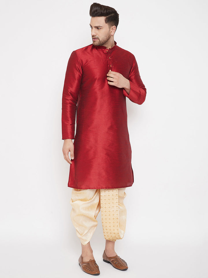 VM By Vastramay Men's Gold Embroidred Dhoti