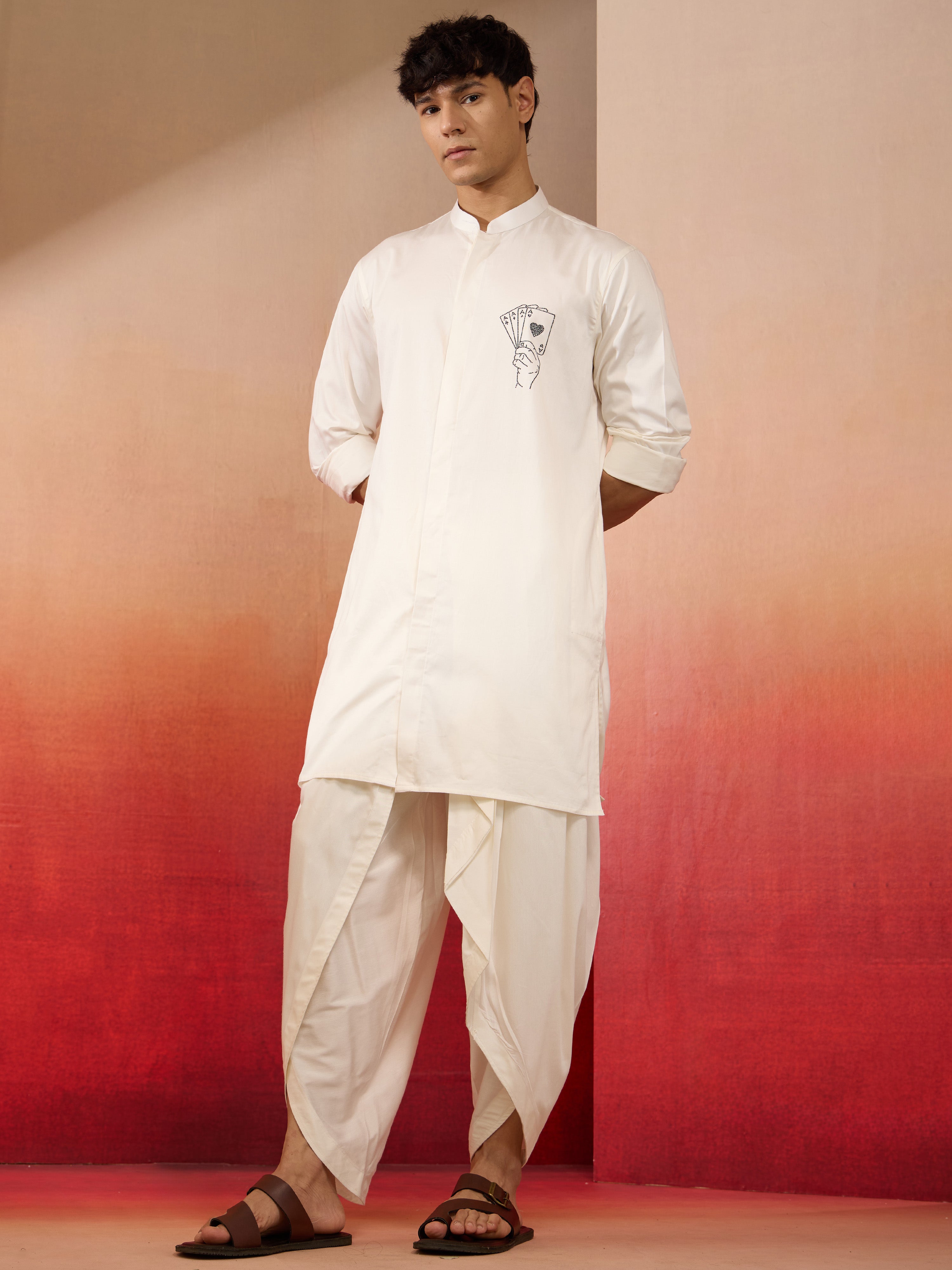 Men's White Viscose Dhoti Pants
