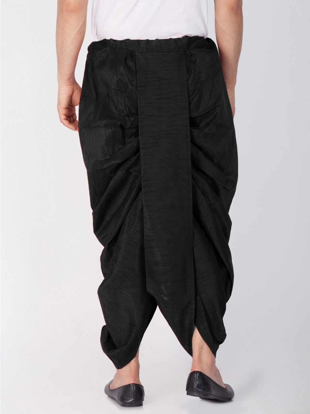 VM By VASTRAMAY Men's Black Cotton Silk Blend Dhoti