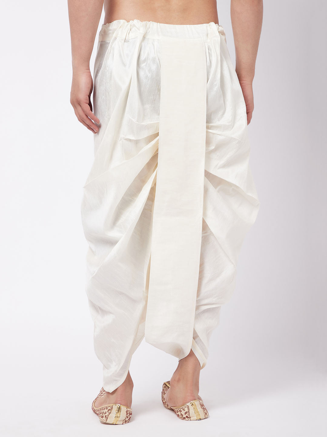 VM By VASTRAMAY Men's Cream Silk Blend Traditional Dhoti