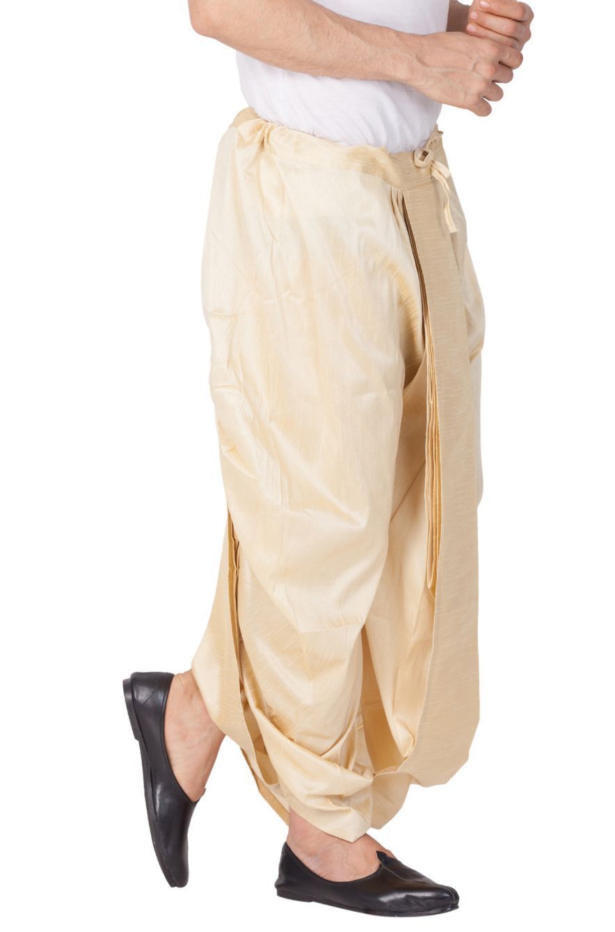 VM By VASTRAMAY Men's Gold Cotton Silk Blend Dhoti