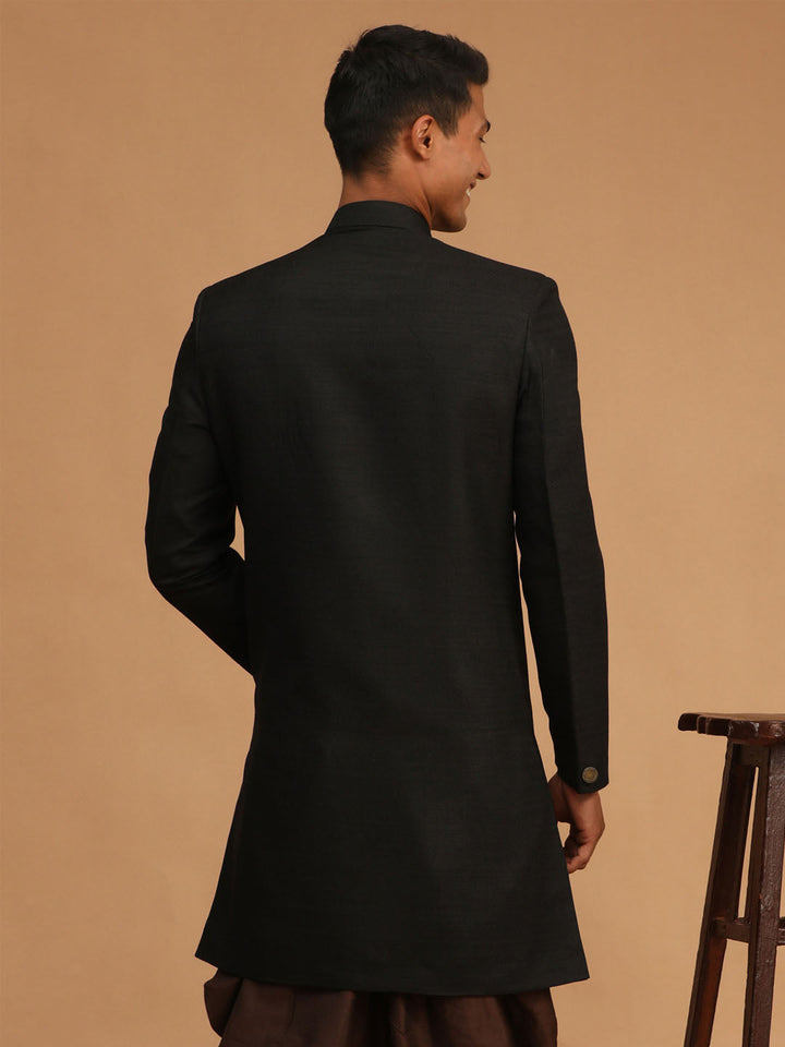 VASTRAMAY Men's Black Sherwani Only Top