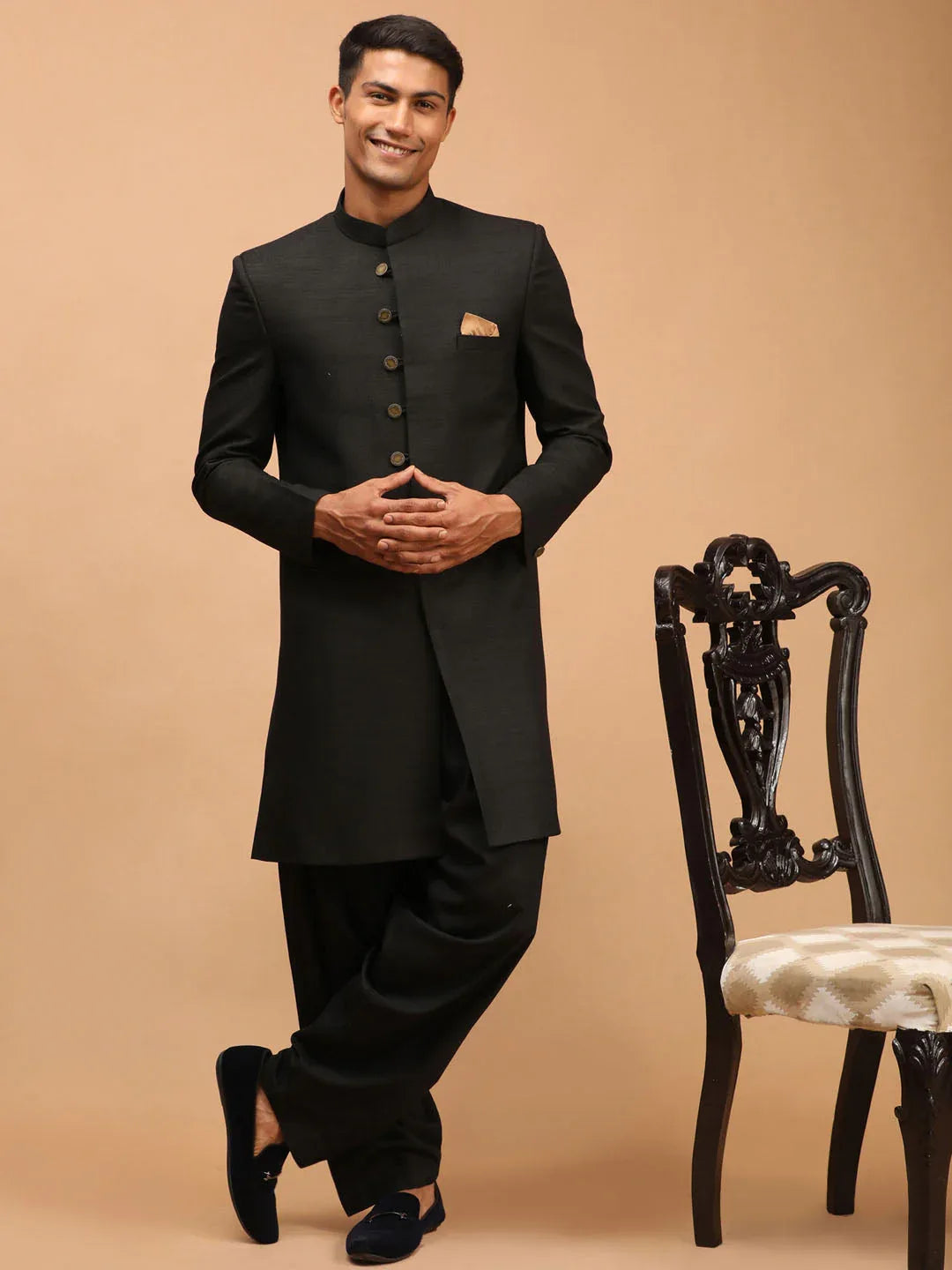 Men's Black Sherwani Set