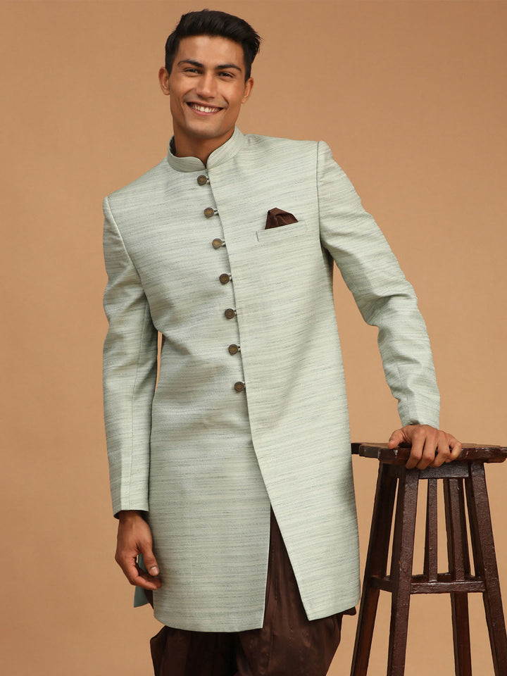 VASTRAMAY Men's Mint Green Sherwani Only Top