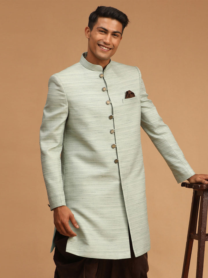 VASTRAMAY Men's Mint Green Sherwani Only Top