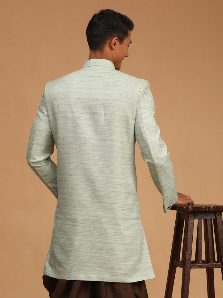 VASTRAMAY Men's Mint Green Sherwani Only Top