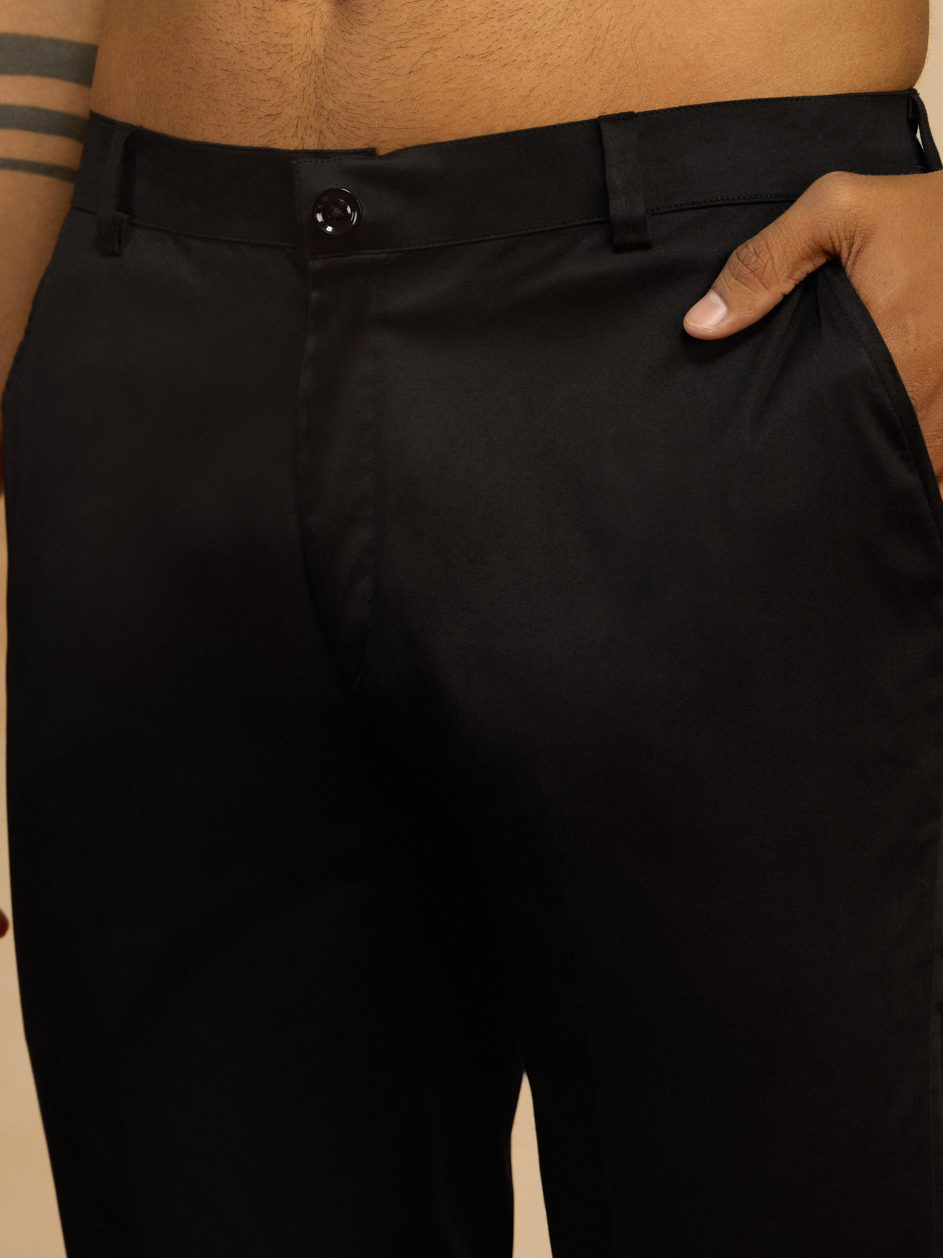 Men's Black Cutdana Sequin Embroidered Indo-Western Kurta with Pant Style Pyjama Set