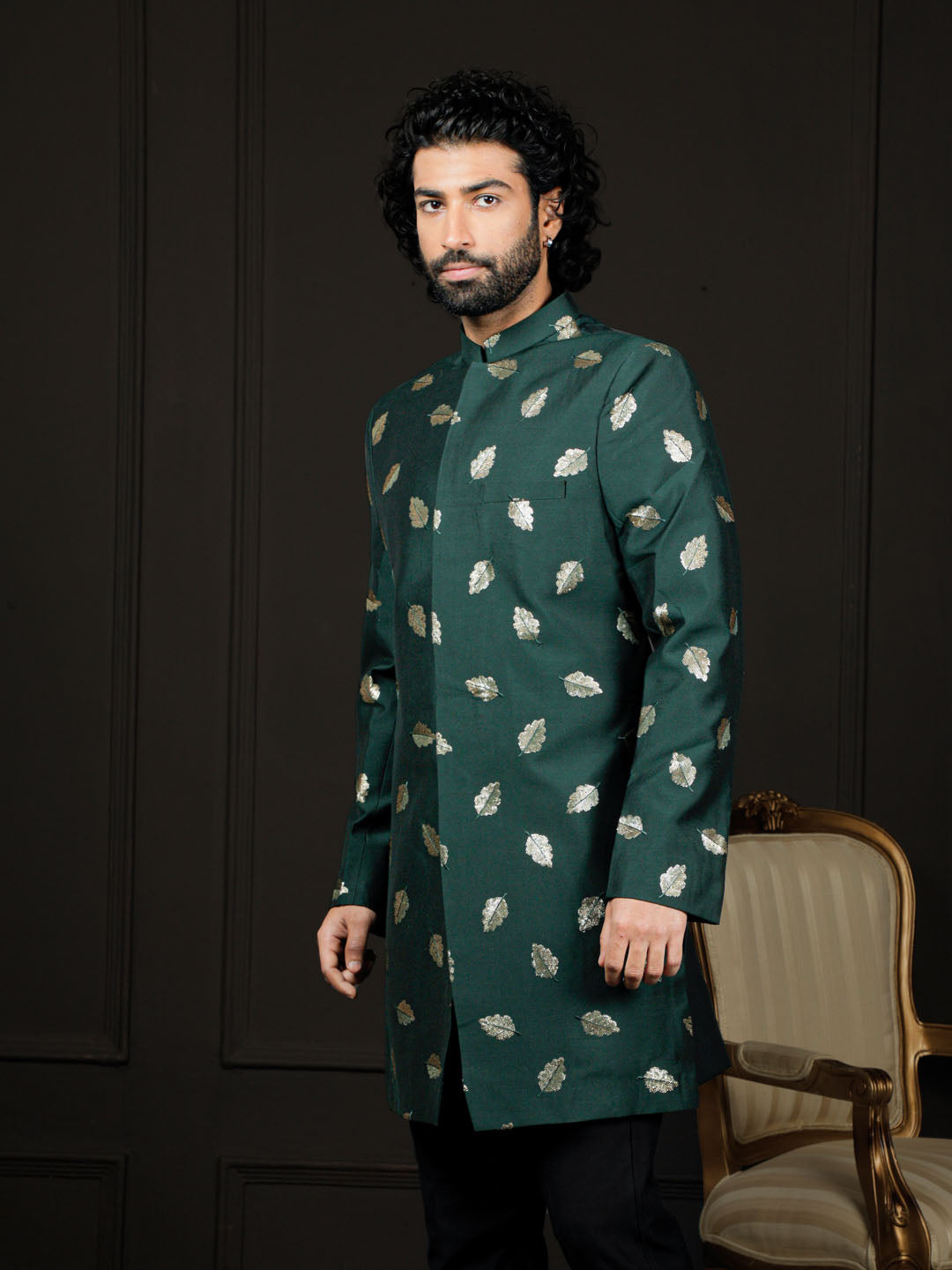 VASTRAMAY Men's Green Viscose Sherwani Only Top, perfect for traditional occasions