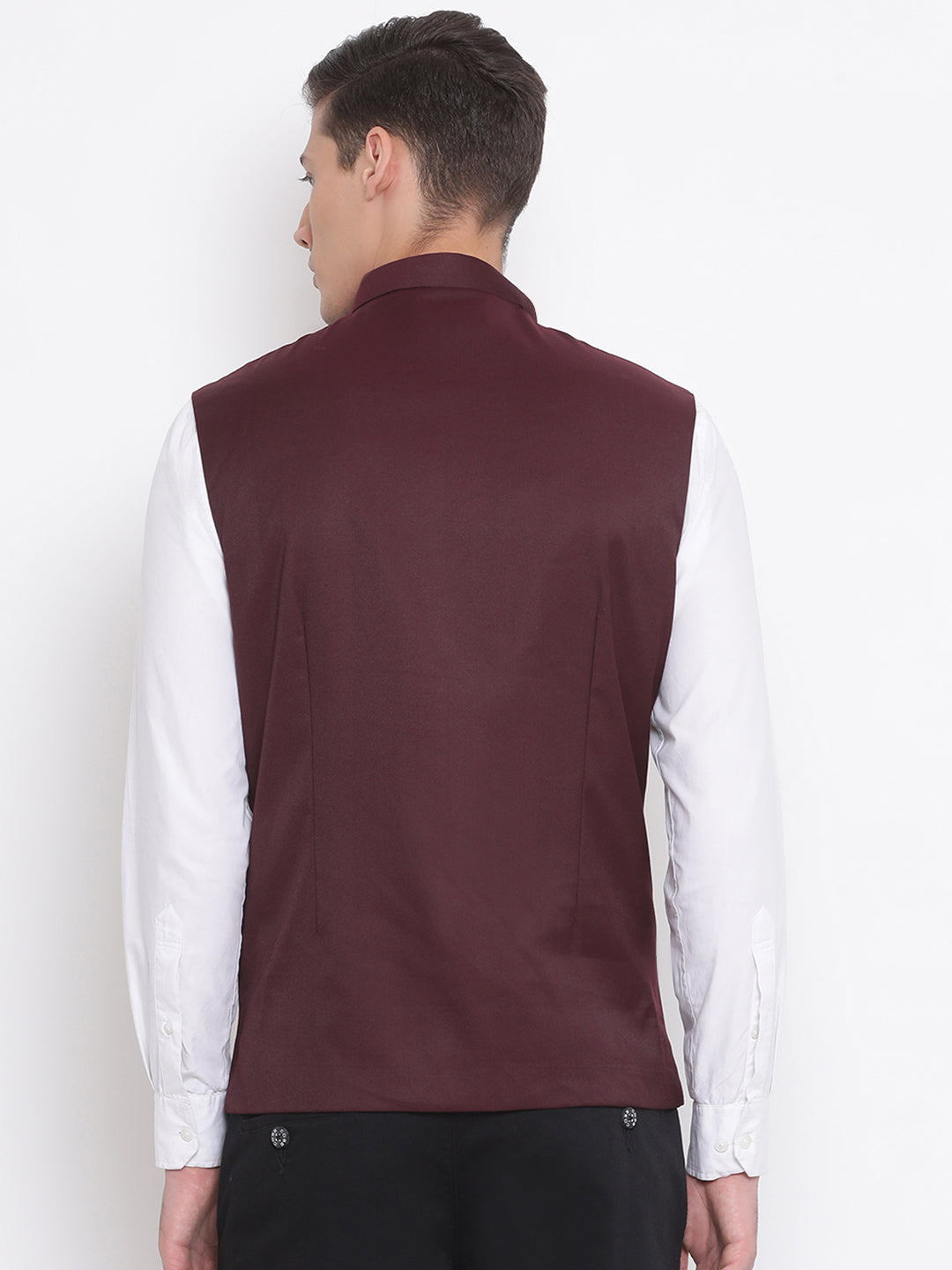 Vastramay Baap Beta Cotton Blend Maroon Jacket