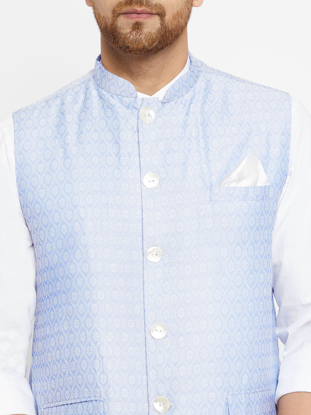 VASTRAMAY Lavender Blue Baap Beta Ethnic Jacket Set