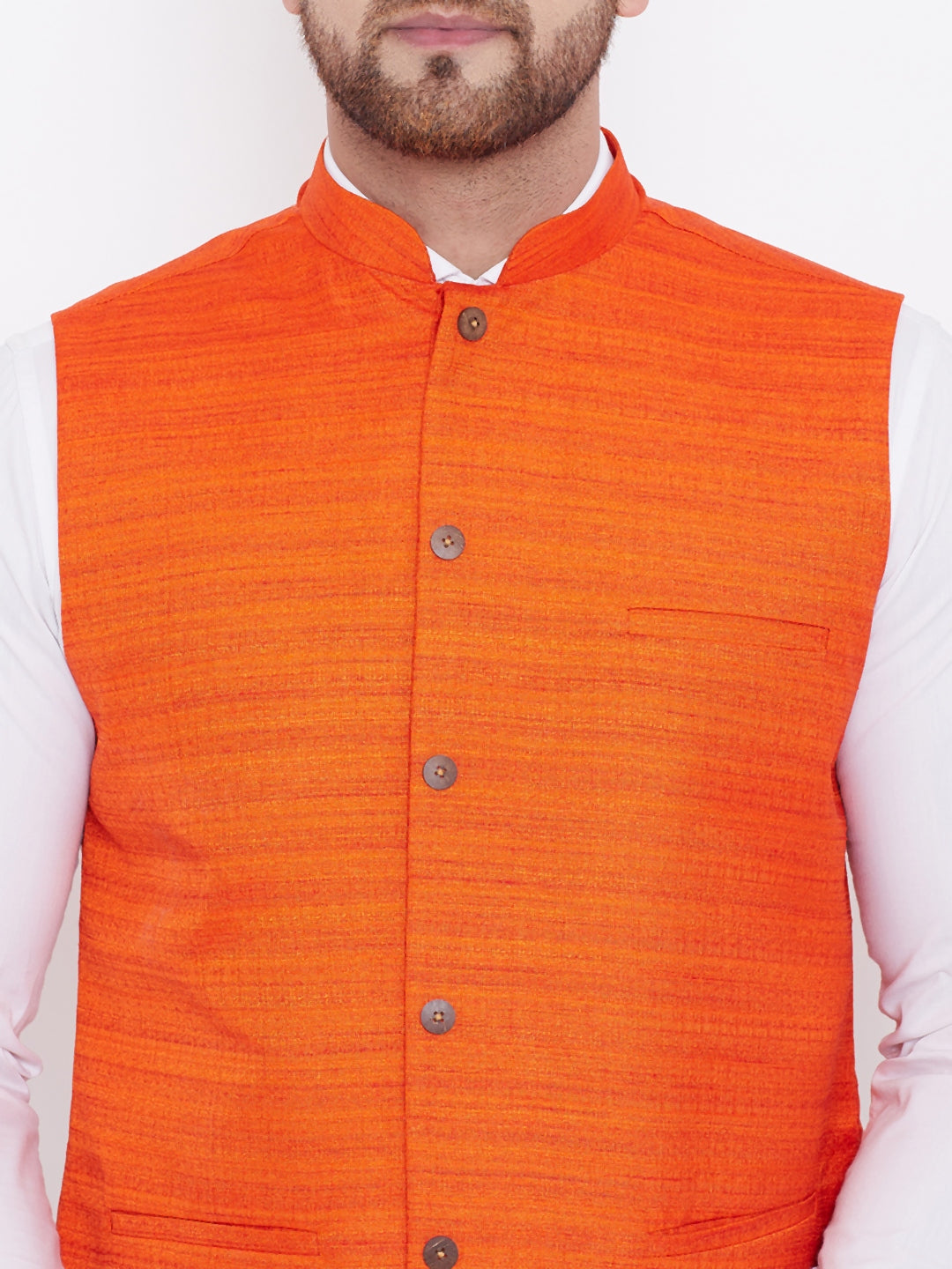 VASTRAMAY Orange Baap Beta Ethnic Jacket Set