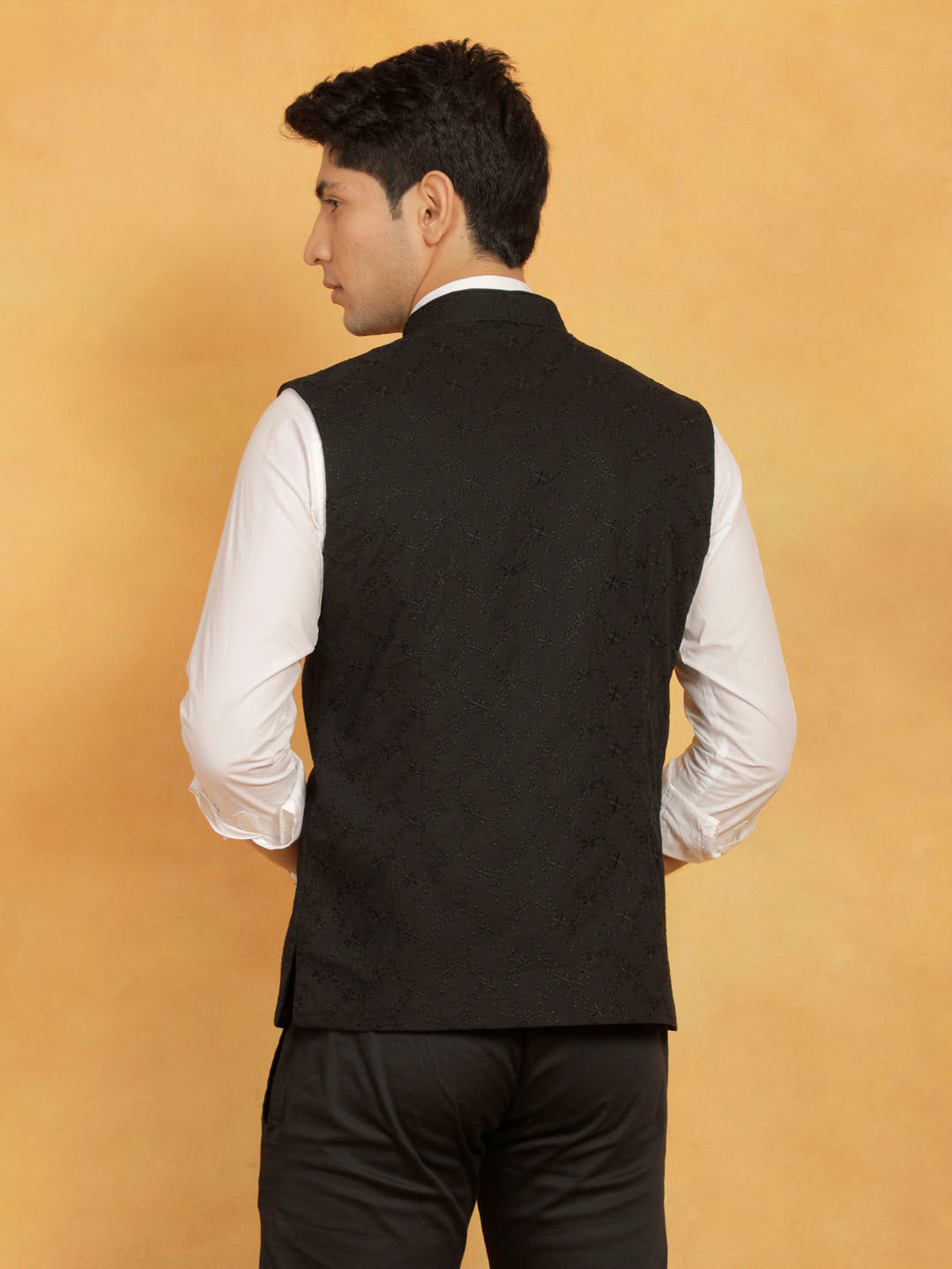 Men's Black Cotton Nehru Jacket